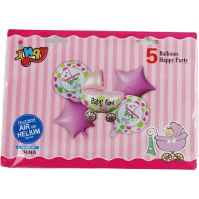 Öt darabból álló lány babaváró lufi csomag