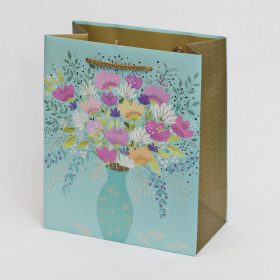 Dísztasak 20x24 cm pink-zöld virágos