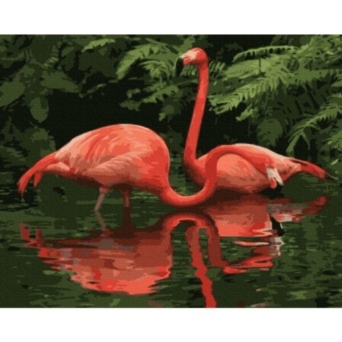 Flamingók a paradicsomban - Számfestő készlet kereten 40x50 
