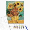 Tizennégy napraforgó türkizkék alapon - Van Gogh - Számfestő készlet kereten 40x50