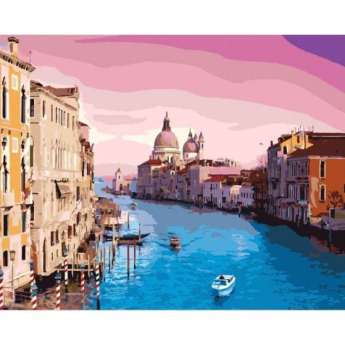 Velencei látkép -Számfestő készlet kereten 40x50