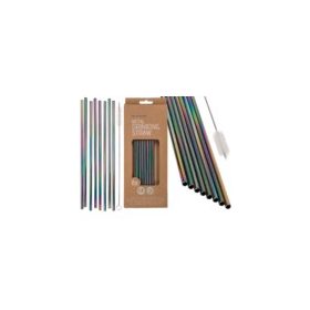 Fém szívószál szivárvány színekben