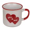Piros, fehér bögre "Love" és "You & Me" felirattal