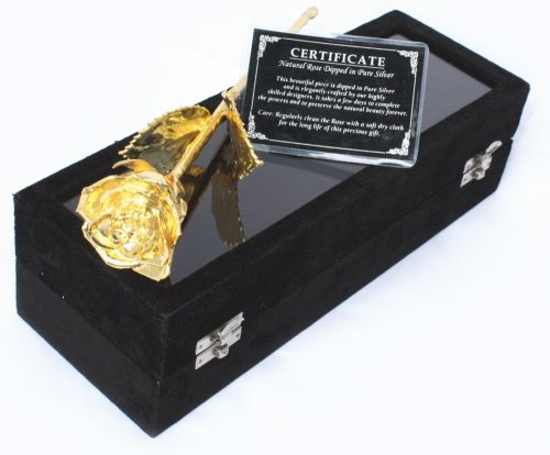 Golden Rose, 24K aranyozott rózsa fekete dobozban - Örök aranyozott rózsa
