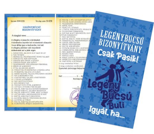 Legénybúcsú csak pasik bizonyítvány