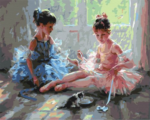 Kis balerinák- Számfestő készlet kereten 40X50