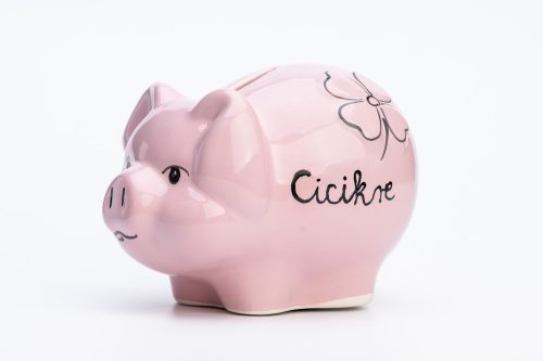 Kerámia malacpersely "cicikre" felirattal