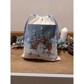 Kézműves mikulás zsák hóember mintás