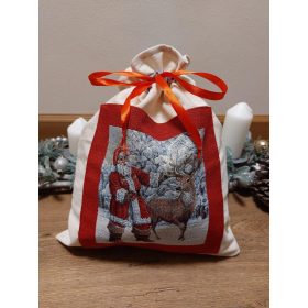 Kézműves mikulás zsák mikulás mintás