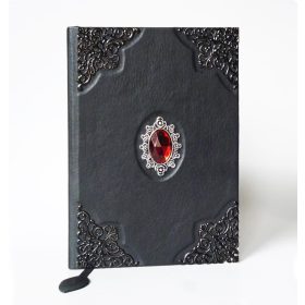 Bőr borítású napló - piros kővel III. A5