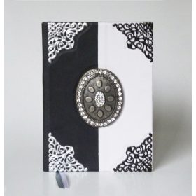 Bőr borítású napló - fekete-fehér I. A5