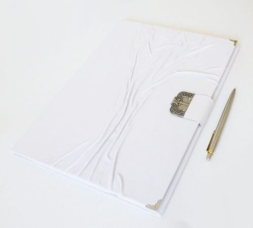 Bőr hajtogatós mappa - fehér I. A4