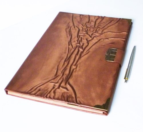 Bőr hajtogatós mappa - barna A4