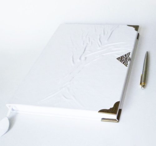 Bőr borítású napló - fehér A4