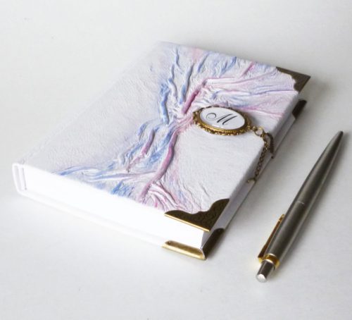 Bőr borítású napló - fehér A6