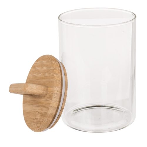 Üveg tároló edény bambusz tetővel 940ml