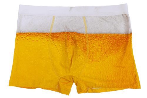 Boxeralsó sörös dobozban, sör mintával M-es méret