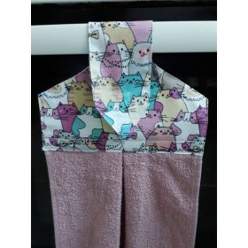 Kézműves öko kéztörlő Cicás/Rózsaszín